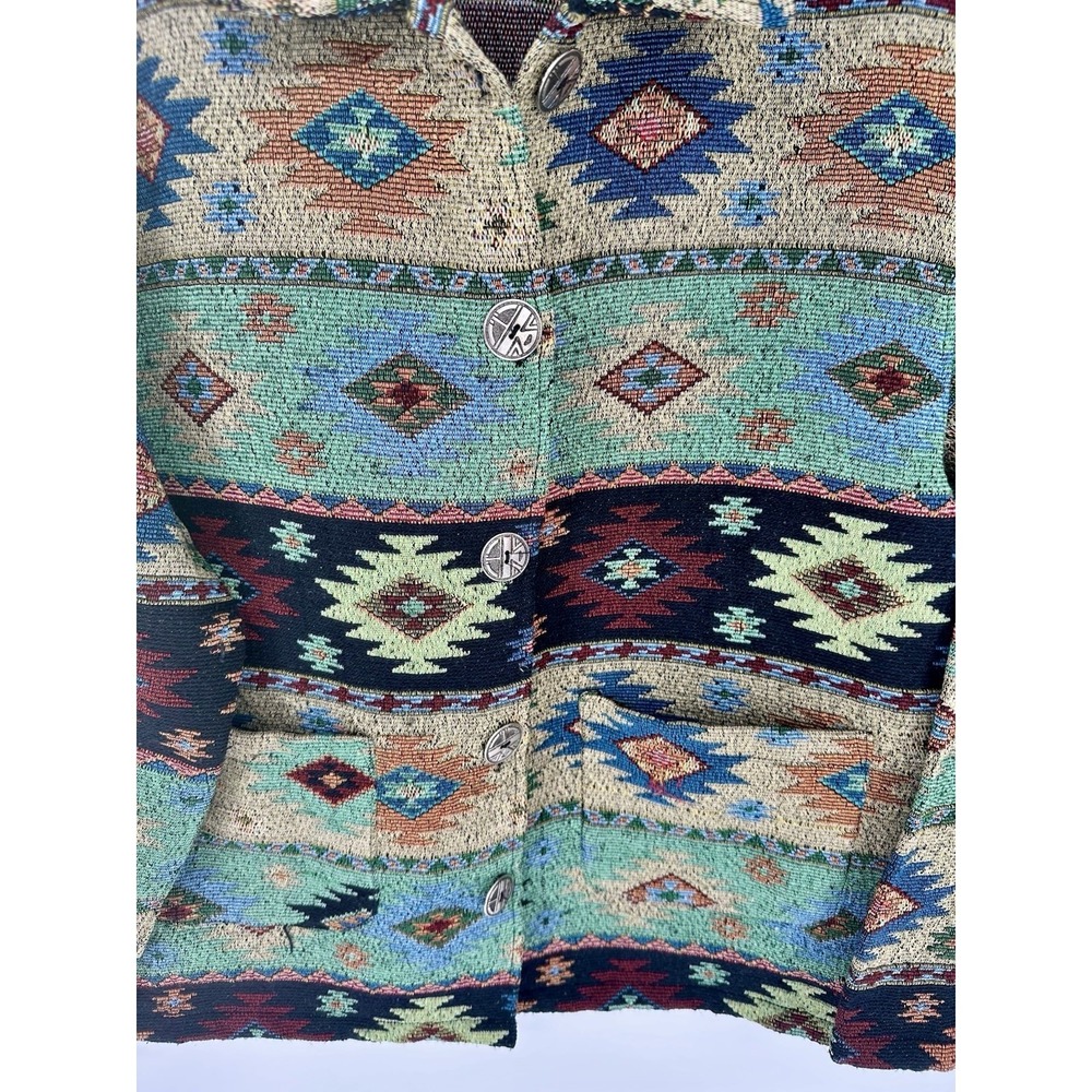 Wool Aztec Blanket Coat Women Rare Multi Color M SW NATIVE PENDLETON WOOLRICH - Picture 5 of 6